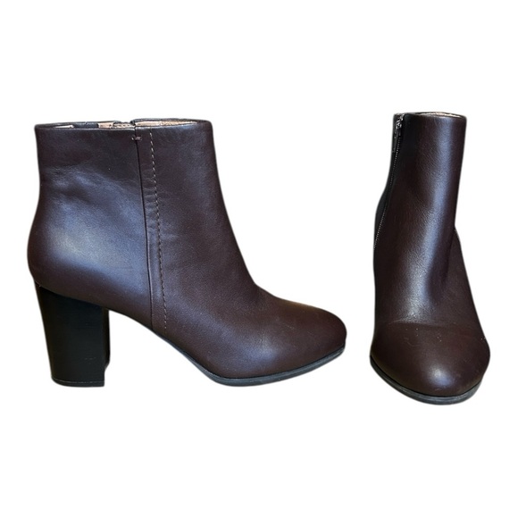 VIONIC 322 Kennedy Brown Leather Bootie Orthaheel Fall Winter 3" Heel sz 10 - Picture 1 of 8